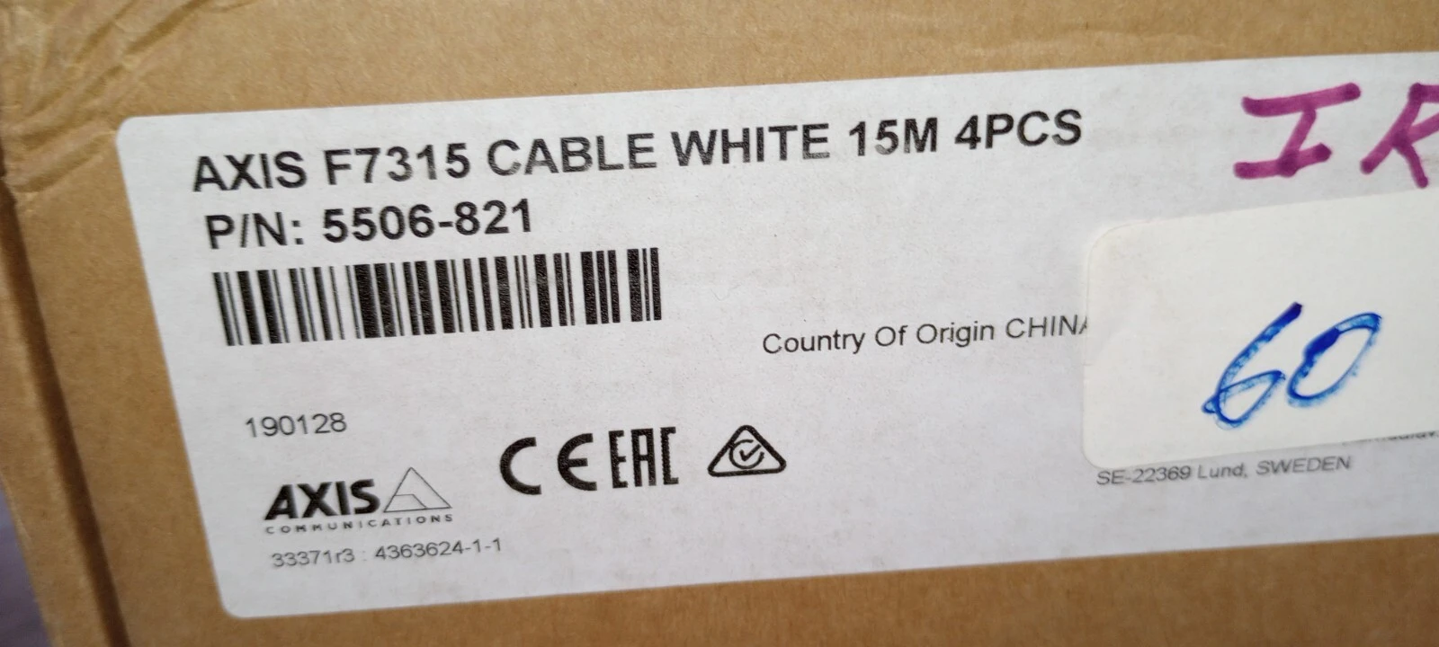 NEW Axis F7315 Cable White 15M 4PCS