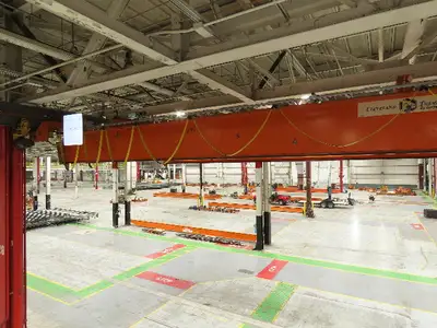 Cleveland Tramrail P&H 15 Ton Double Girder Underhung Bridge Crane 44' 6" Span