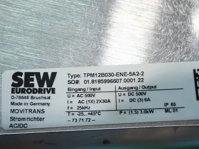 Used SEW EURODRIVE TPM12B030ENE5A22 Power Converters - Battery Chargers Ohio US | HGR 24 #751965