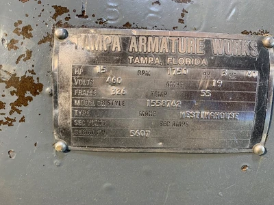 Westinghouse 15 HP 1750 RPM 326 Frame Motor