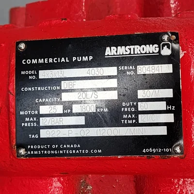 Armstrong 4030 horizontal end-suction (ES) pump 25hp # 38916
