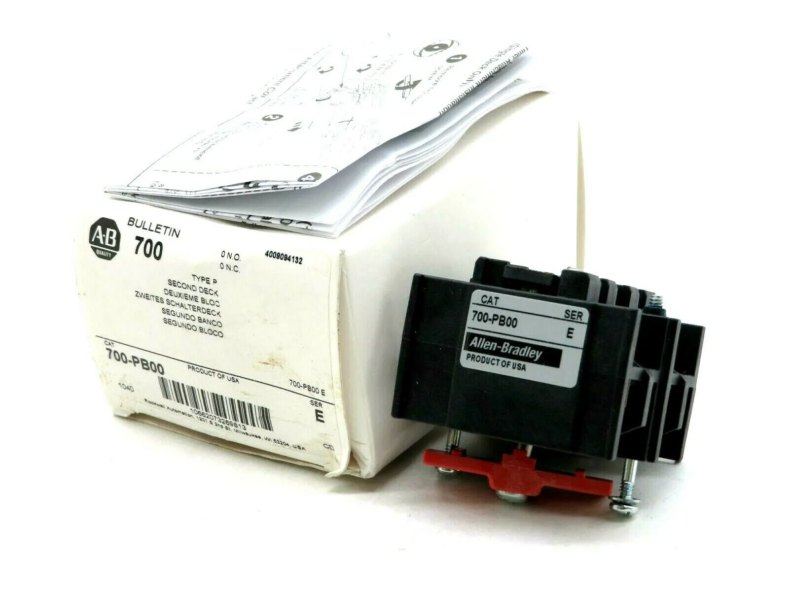 NEW ALLEN-BRADLEY 700 -PB 00 SECOND DECK RELAY SERIES E 700 PB 00