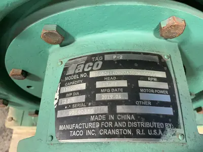 Used 2019 TACO INC TS080614DM0DA3B2M000000 Pumps Ohio US | HGR 24 #1764684