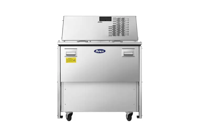 New | in-Stock Atosa New Atosa AMC-3402 34" Forced Air Milk Cooler - Double Access Bottle Coolers Illinois US | Falcon Restaurant Supply #1375590