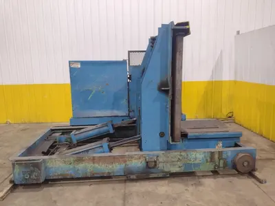 20,000 LBS X 54" X 36" BRANER HYDRAULIC COIL CAR UPENDER WITH POWER FEED CONVEYOR: YOBRO #25238
