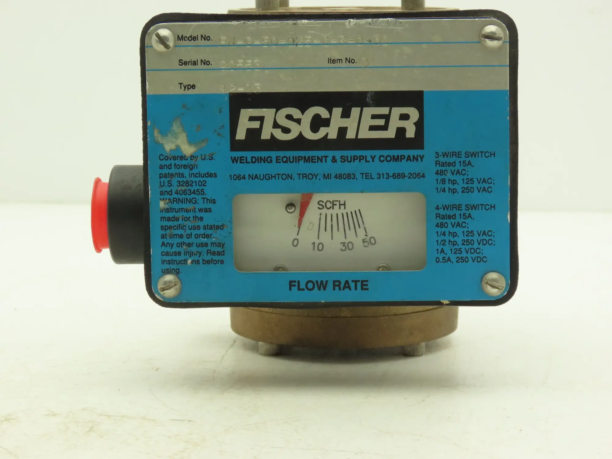 Fischer FW-G-50-025-C-R-0-30 Flow Meter 1/4" NPT 0-50 SCFH