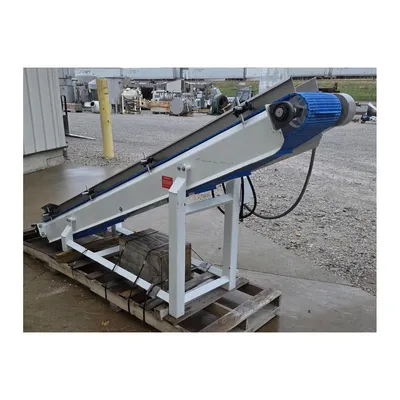 Used 12"W X 10 foot long Smalley Portable Inclined Cleated Belt Conveyor