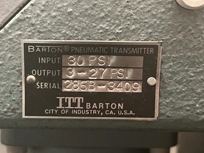 ITT Barton Differential Pressure Pneumatic Flow Transmitter 285B