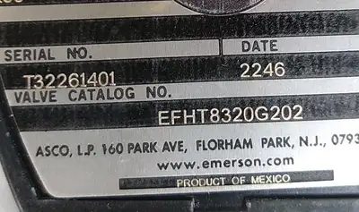 Asco EFHT8320G202 Solenoid Valve Loc6E13