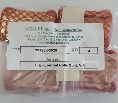 *NEW* BAG OF 4 Ackely Machine 99128-00026 Brg Journal Rolls Split VR + Warranty!