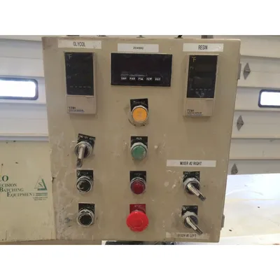 Used SANCO Precision resin batching equipment dual batch pumps and mix pots