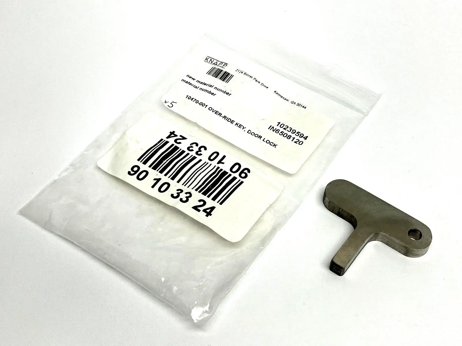 10470-001,IN6508120 | Knapp 10470-001 Door Lock Over-Ride Key IN6508120 - New