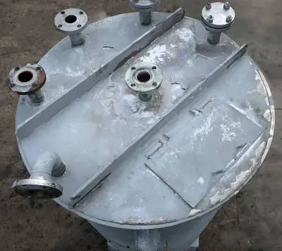 SPC8143  Tank 480 gallon vertical tank, 316 SS, 3" pipe coil internal, dish