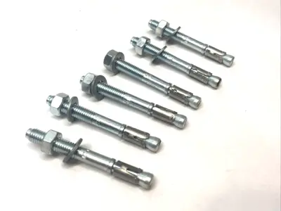 USED MKT BZ ZN M8X75/10-21 WEDGE ANCHOR ZINC PLATED CONCRETE BOLT LOT OF 6