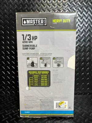 Master Plumber 1/3 HP Submersible Sump Pump - Heavy Duty Series - 4200 GPH