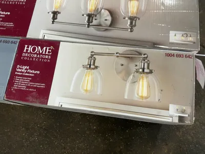 Lot of Home Decorators Collection Evelyn Vanity Light Fixtures, Brushed Nickel Finish with Clear Gla...