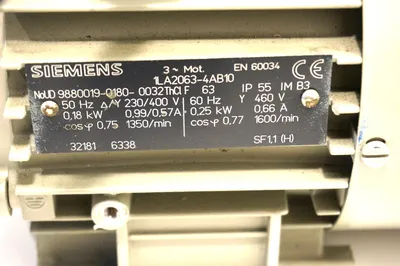 USED SIEMENS 1LA2063-4AB10 MOTOR 1LA20634AB10