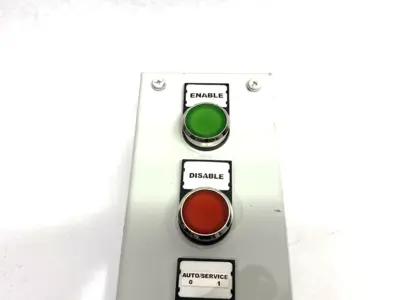 None | Operator Pushbutton Enclosure Control Assembly, Enable, Disable, E-Stop, Key - Used