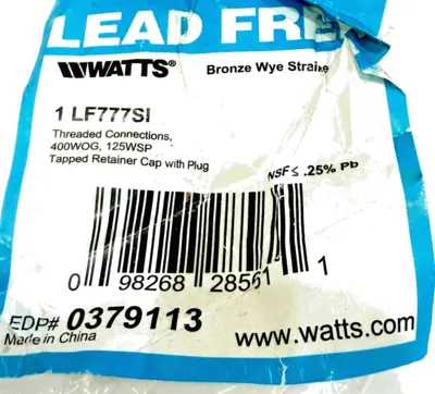 NEW WATTS LF777SI BRONZE WYE STRAINER 125WSP 400WOG