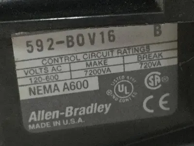 USED ALLEN BRADLEY 592-B0V16 SER B