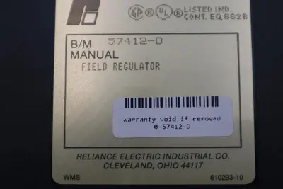 AUTOMAX RELIANCE ELECTRIC FIELD REGULATOR 0-57412-D / O-57412-D NEW UNIT #G422