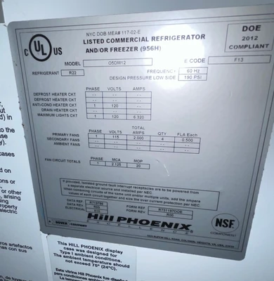 1-0516 Hill Phoenix O5DM Remote Multi Deck Dairy Cooler Case