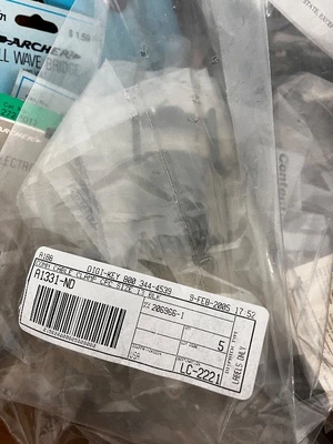 Box of Vintage and Modern Electronic Parts and Components Assortment