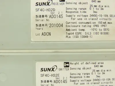 Sunx SF4C-H32E Safety Light Curtains Sensing & Receiving Set 640mm/25" L  24VDC