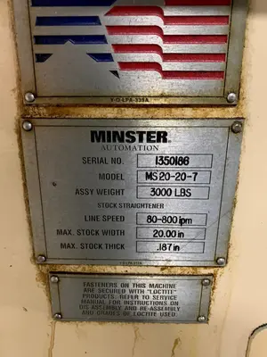 1994 MINSTER MS 20-20-7 Coil Straighteners | PressTrader Limited (2)