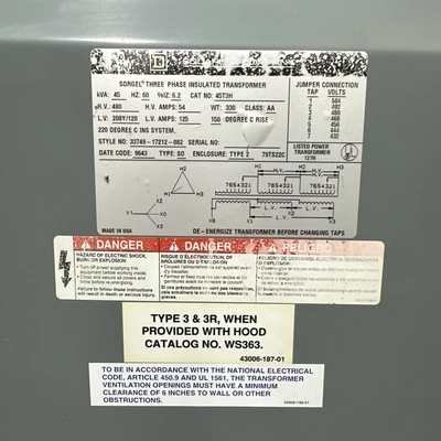 Used Square D 45T3H Transformers Indiana US | J&J Industrial Supply #1292097