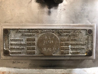 1,200L S/S JKTD Hemis Pressindustria Scrape Surface Anchor Reactor