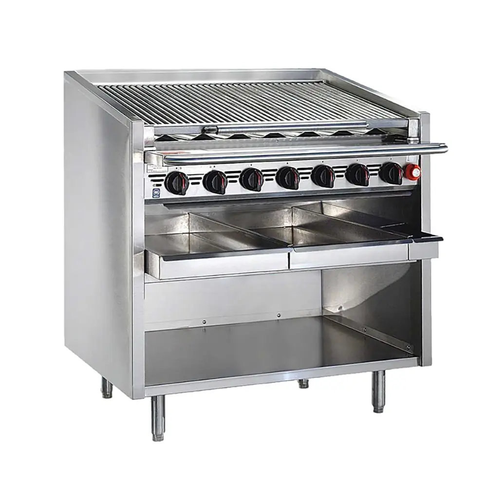 Bakers Pride F-72RS-C 72" Floor Model Gas Charbroiler W/ Coal Radiants - (16) Burners, Liquid Propane