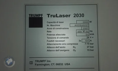 Used 2007 TRUMPF TRULASER 2030 Laser Cutters SK | F.M.T. Group s.r.o. #1245835