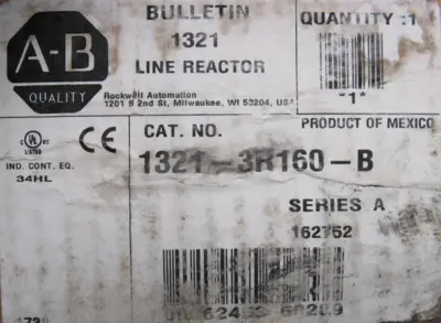 ALLEN BRADLEY 1321-3R160-B LINE REACTOR 162752 SER. A 13213R160B NEW SURPLUS
