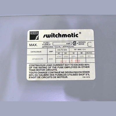 Federal Pioneer 400 Amp Fusible Disconnect