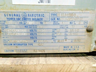 Used GE VB 13.8-1000-3 Circuit Breakers Ohio US | Equipment Recovery Corp. #1331723