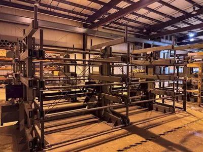 STEEL STORAGE SYSTEM 4T-3G-30X12R-20' RETRACTABLE ARM STOCK RACK. STOCK # 1109825