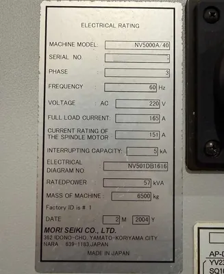 USED 2004 MORI SEIKI NV5000A/40