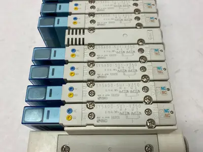 USED SMC ETHERNET POWERLNK MANIFOLD ASSEMBLY, SY5A00-5U1-X350 VALVES