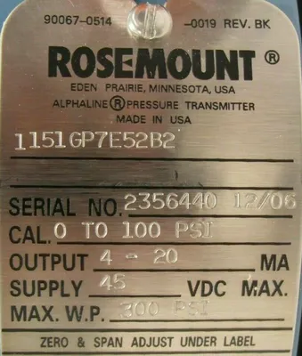 NEW ROSEMOUNT 1151GP7E52B2 PRESSURE TRANSMITTER 1151GP-5141807