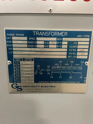 GS Hevi-Duty 750KVA Transformer 13200V 480Y/277V 3PH