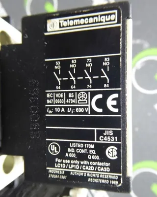 7.5 HP Telemecanique LP1 D09 01 Contactor Assembly 1000V 8kV 25A Used