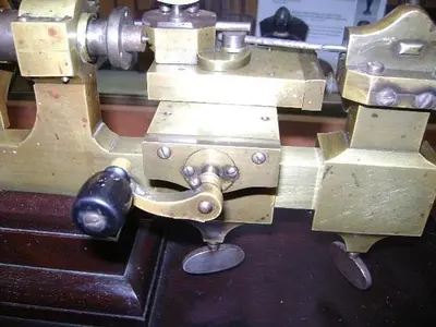 1369-385 Antique Jewelers Watchmaker Mandrel Machinist Clock Lathe Circa 1860, Made in Switzerland
