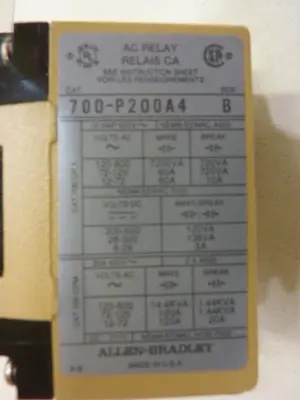 USED ALLEN BRADLEY 700-P200A4 SER B