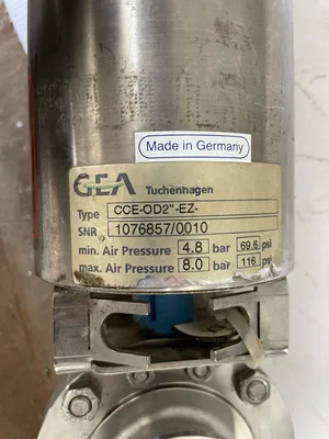 GEA PAMS-93/Gr.1 2″ SS Air Spring Hygienic Butterfly Shut-Off Valve 116PSI