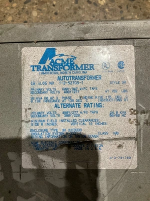 USED Acme Transformer T-2-52705-1