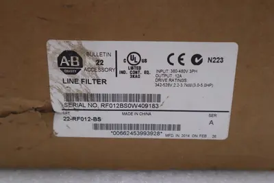 NEW ALLEN BRADLEY LINE FILTER SERIES A 22-RF012-BS STOCK K-1721