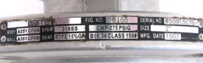 USED WARREN 6156 BALL VALVE 2"