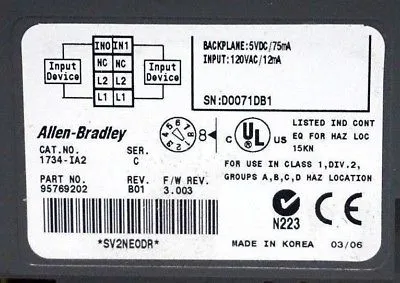 NEW ALLEN BRADLEY 1734-IA2 INPUT MODULE SER.C 1734IA2