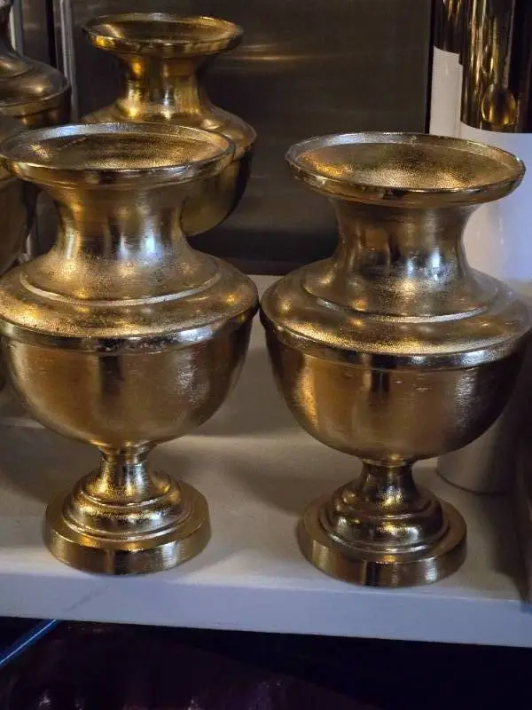 Lot of (2) Aluminum Decorative Table Vase 9" x 14"
